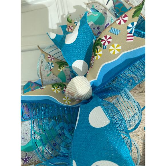 Seas the Day Beach Wreath – Coastal Summer Wreath with Seashells & Starfish - Picture 3 of 9